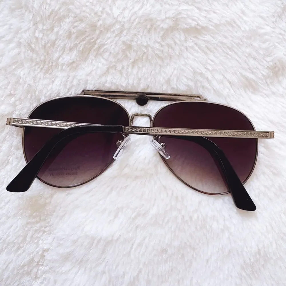 Doug Black W/ Silver Rim Aviator Sunglasses